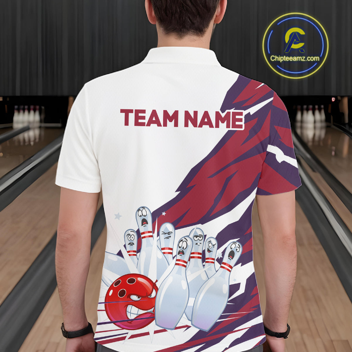 Custom Funny Angry Bowling Jersey for Men Bowling Team Shirts Bowling League Polo & 1/4 Zip HNT486