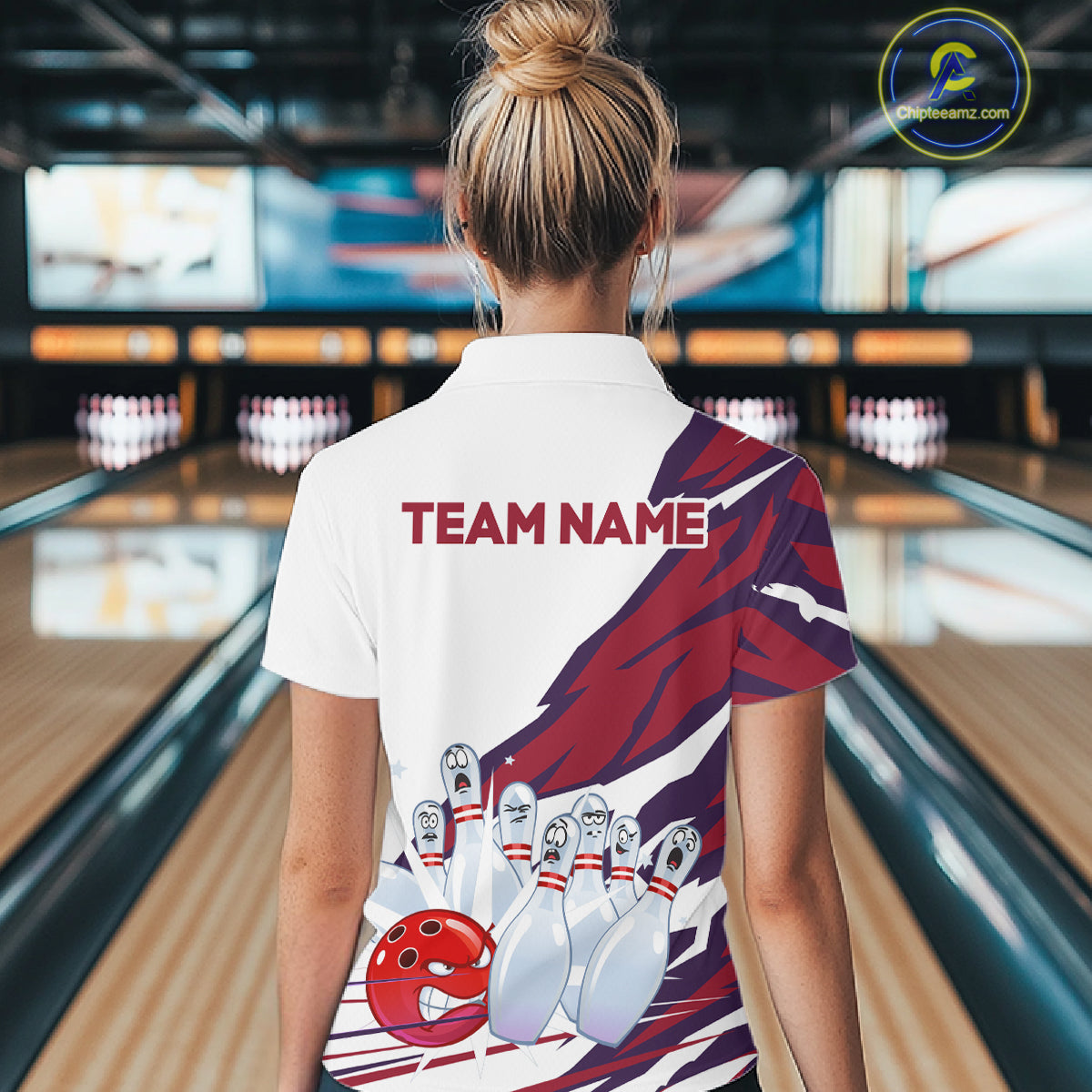 Custom Funny Angry Bowling Jersey for Women Bowling Team Shirts Bowling League Polo & 1/4 Zip HNT486
