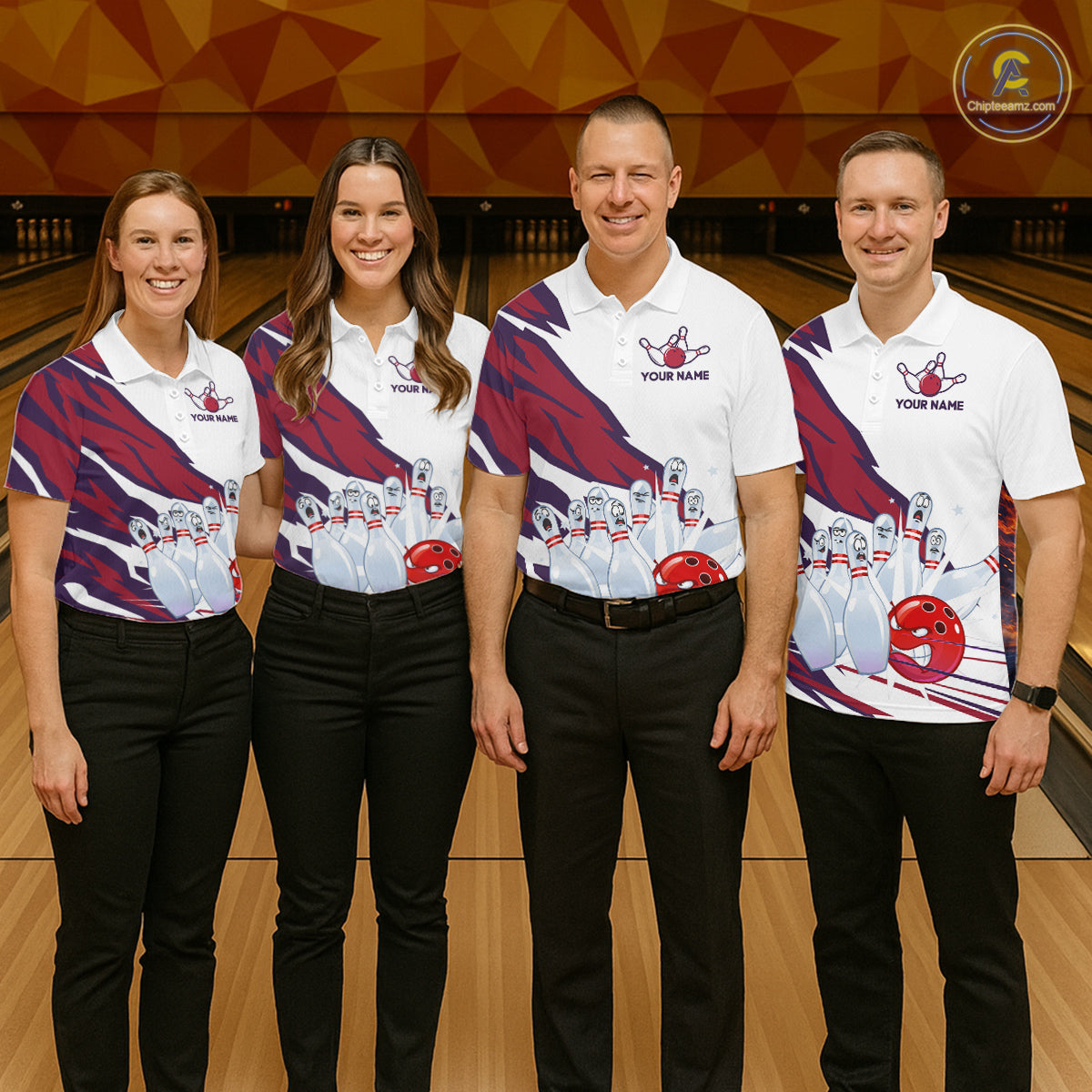 Custom Funny Angry Bowling Jersey for Women Bowling Team Shirts Bowling League Polo & 1/4 Zip HNT486