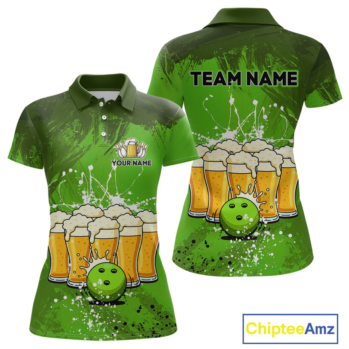 Beer Bowling Shirts Team Women Men Custom Green Bowling Jersey Bowl League MBL249
