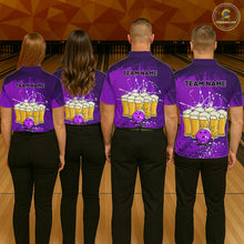 Load image into Gallery viewer, Beer Bowling Shirts Team Women Men Custom Purple Bowling Jersey Bowl League MBL249
