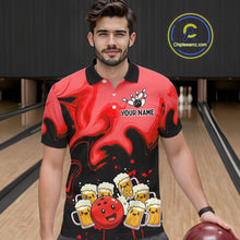 Load image into Gallery viewer, Funny Beer Bowling Shirts Red for Women Men Bowling Polo&amp;1/4 Zip Bowling League MBL252