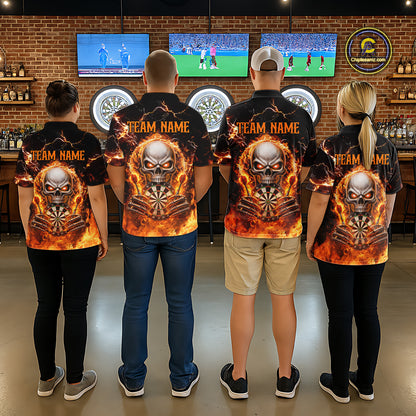 Custom Flame Skull Darts Shirt for Women Darts Team Jerseys Dartboard Shirt Dart League NNT266