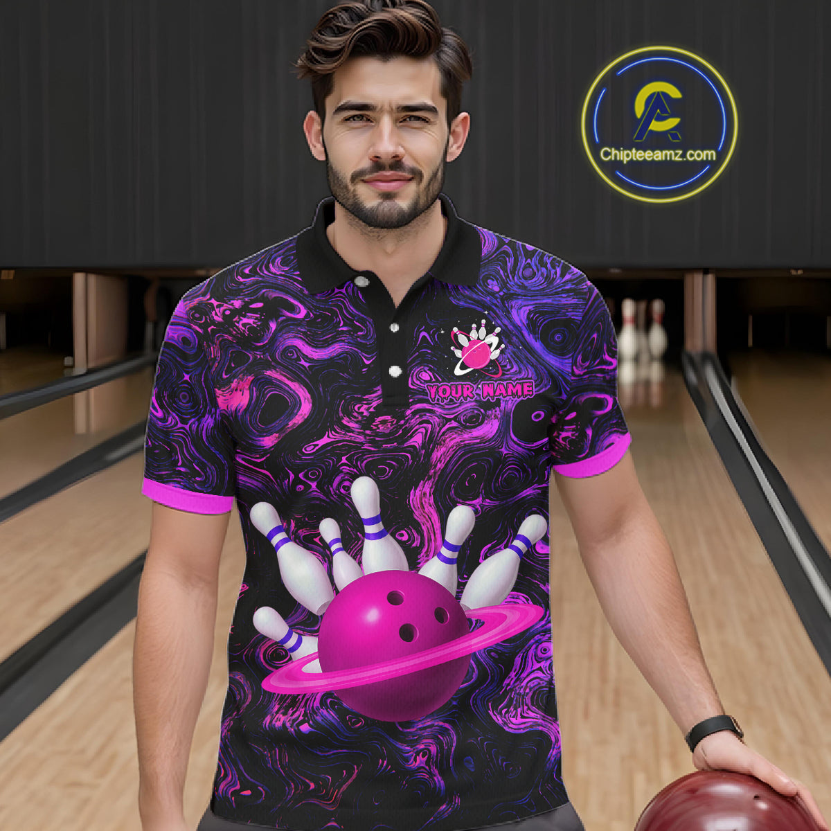 Purple Custom Bowling Shirts for Women Men Team Bowling Jersey Polo & 1/4 Zip Shirt MBL222
