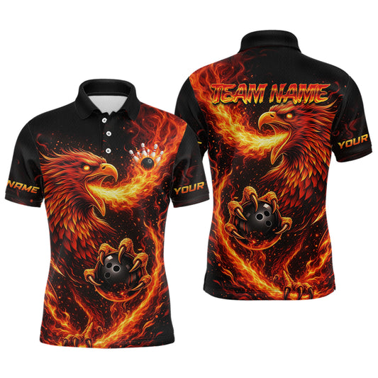Flaming Eagle Bowling Shirts for Team Women Men Bowling Polo & 1/4 Zip Shirt Custom MBL243