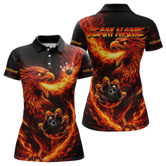 Flaming Eagle Bowling Shirts for Team Women Men Bowling Polo & 1/4 Zip Shirt Custom MBL243