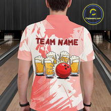 Load image into Gallery viewer, Beer Bowling Shirts Coral Pink for Team Women Men Custom Bowling Polo &amp; 1/4 Zip Shirt MBL245