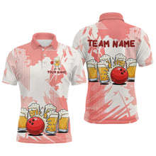 Load image into Gallery viewer, Beer Bowling Shirts Coral Pink for Team Women Men Custom Bowling Polo &amp; 1/4 Zip Shirt MBL245