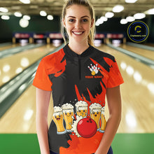 Load image into Gallery viewer, Funny Beer Bowling Shirts Orange for Women Men Team Bowling Polo &amp; 1/4 Zip Shirts MBL251