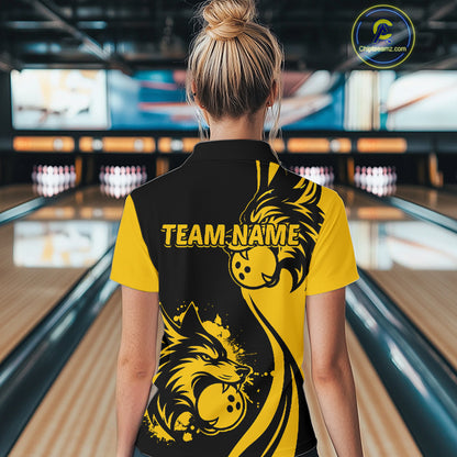 Yellow Wolf Bowling Shirts for Team Men Women Custom Wolf Bowling Jerseys for Couples MBL197