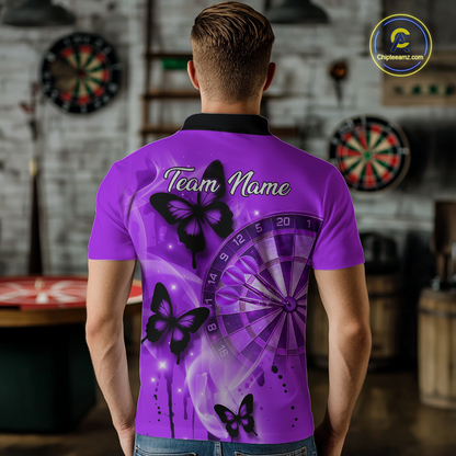 Custom Purple Galaxy Butterflies Darts Shirt for Men Darts Team Jerseys Dartboard Shirt NNT261