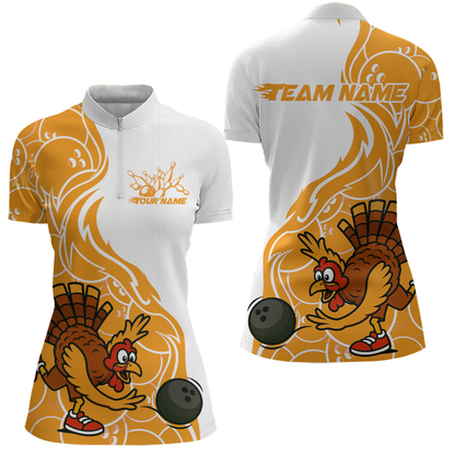 Custom Yellow Turkey Bowling Shirts for Women Men Team Bowling Jerseys Thanksgiving MBL181