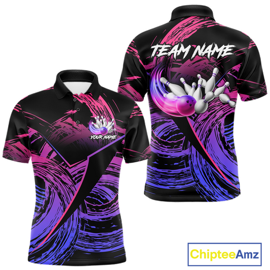 Purple Custom Bowling Shirts for Women Men Team Bowling Jersey Polo&1/4 Zip Shirt MBL223