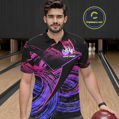 Purple Custom Bowling Shirts for Women Men Team Bowling Jersey Polo&1/4 Zip Shirt MBL223