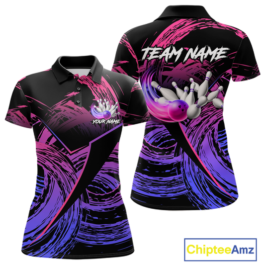 Purple Custom Bowling Shirts for Women Men Team Bowling Jersey Polo&1/4 Zip Shirt MBL223