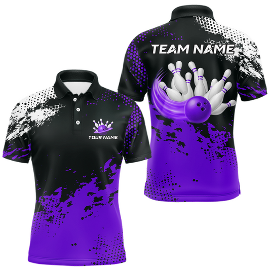 Purple Custom Bowling Shirts for Women Men Bowling Jersey Polo&1/4 Zip Shirt for Team MBL224