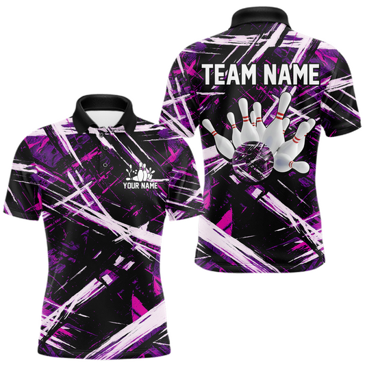 Custom Purple Bowling Shirts for Team Women Men Bowling Polo and 1/4 Zip Shirt MBL228