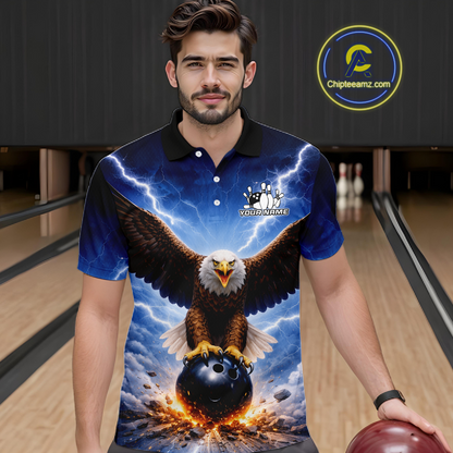 Personalized Thunder Lightning Eagle Bowling Jersey for Men Bowling Team Shirts Bowling League HNT484