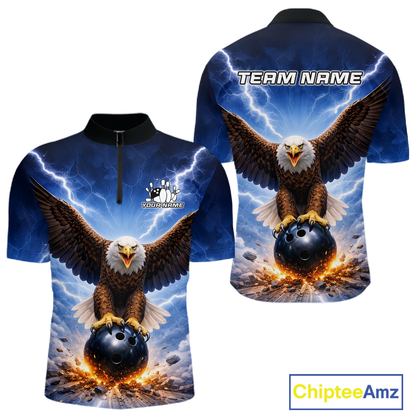 Personalized Thunder Lightning Eagle Bowling Jersey for Men Bowling Team Shirts Bowling League HNT484