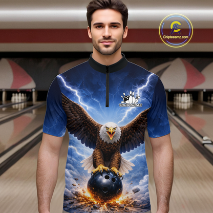 Personalized Thunder Lightning Eagle Bowling Jersey for Men Bowling Team Shirts Bowling League HNT484