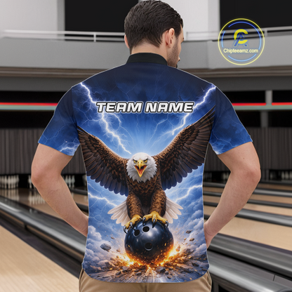 Personalized Thunder Lightning Eagle Bowling Jersey for Men Bowling Team Shirts Bowling League HNT484