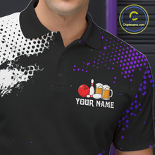 Load image into Gallery viewer, Purple Funny Beer Bowling Shirts for Team Women Men Bowling Polo&amp;1/4 Zip Bowl League MBL254
