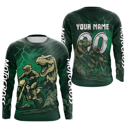 Green Dinosaur Motocross Jersey Dirt Bike Shirts for Men Kid Women Racing Jersey XM414