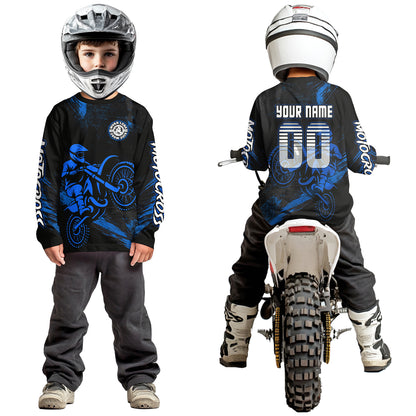 Blue Motocross Jersey for Kid Women Men Custom Dirt Bike Shirts Moto Racing Shirt XM427