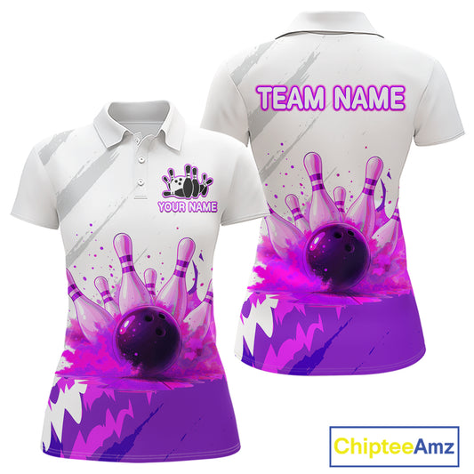 Watercolor Purple Bowling Shirts for Women Men Custom Bowling Jerseys for Team MBL218