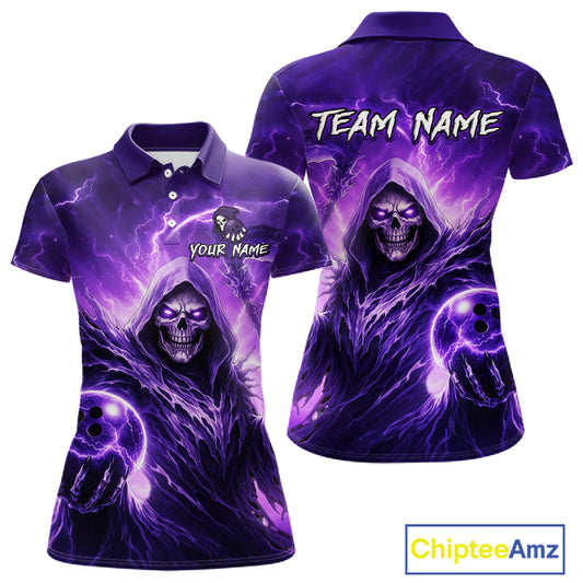 Purple Bowling Shirts for Team Women Men Custom Death Bowling Jersey Bowl League MBL248