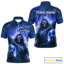 Load image into Gallery viewer, Blue Bowling Shirts for Team Women Men Custom Death Bowling Jersey Bowl League MBL248