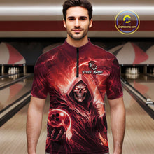Load image into Gallery viewer, Red Bowling Shirts for Team Women Men Custom Death Bowling Jersey Bowl League MBL248