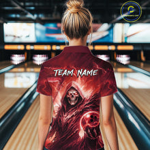 Load image into Gallery viewer, Red Bowling Shirts for Team Women Men Custom Death Bowling Jersey Bowl League MBL248