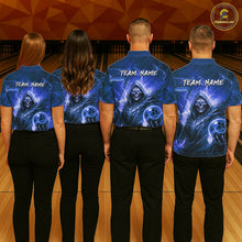 Load image into Gallery viewer, Blue Bowling Shirts for Team Women Men Custom Death Bowling Jersey Bowl League MBL248