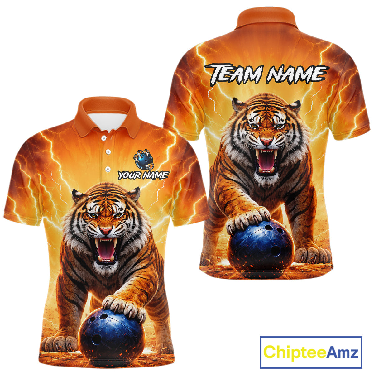 Custom Thunder Tiger Bowling Jersey for Men Bowling Team Shirts Bowling League Polo & 1/4 Zip HNT483