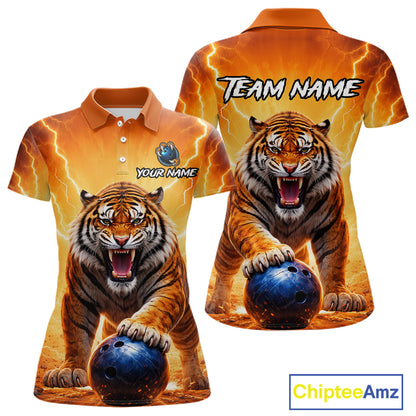 Custom Thunder Tiger Bowling Jersey for Women Bowling Team Shirts Bowling League Polo & 1/4 Zip HNT483
