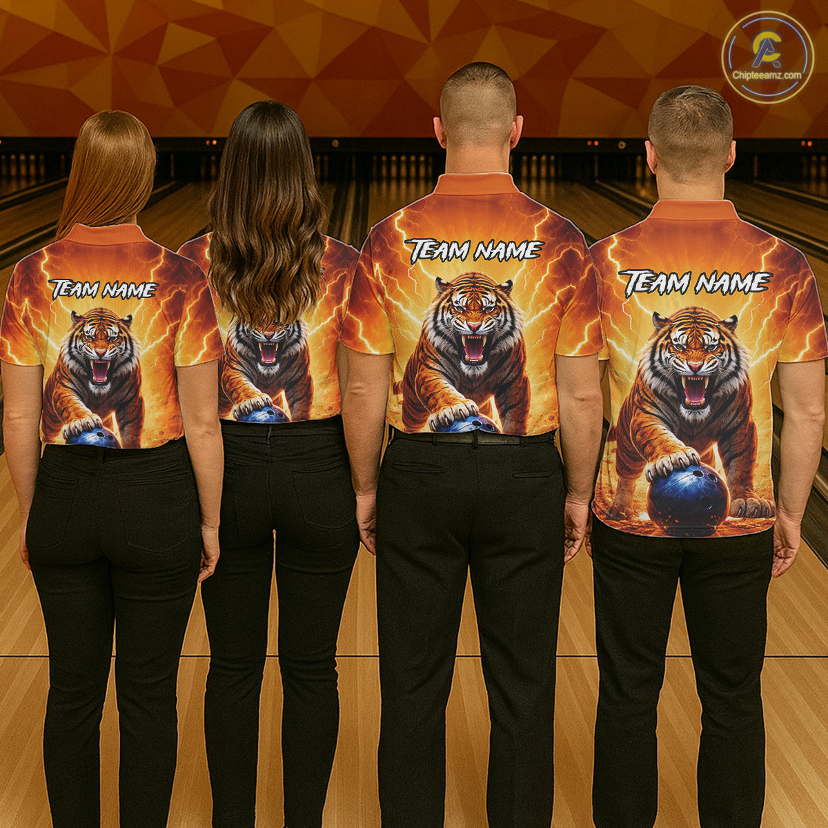 Custom Thunder Tiger Bowling Jersey for Men Bowling Team Shirts Bowling League Polo & 1/4 Zip HNT483