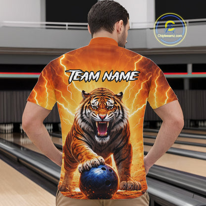 Custom Thunder Tiger Bowling Jersey for Men Bowling Team Shirts Bowling League Polo & 1/4 Zip HNT483