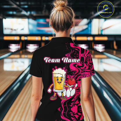 Funny Beer Bowling Shirts Team Women Men Custom Pink Bowling Jersey for Bowler MBL250