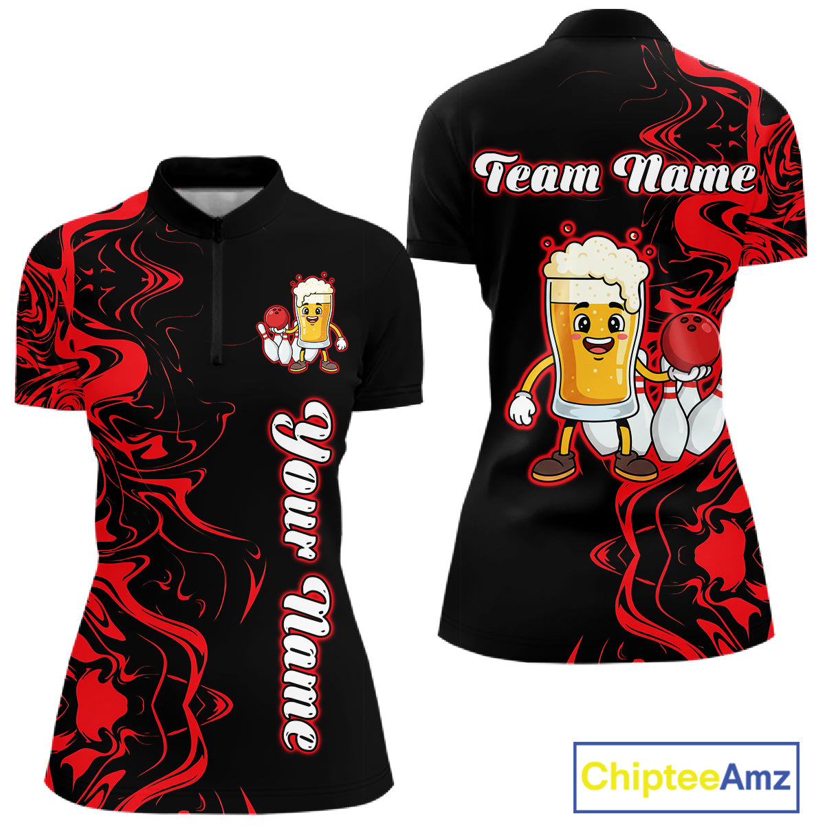 Funny Beer Bowling Shirts Team Women Men Custom Red Bowling Jersey for Bowler MBL250