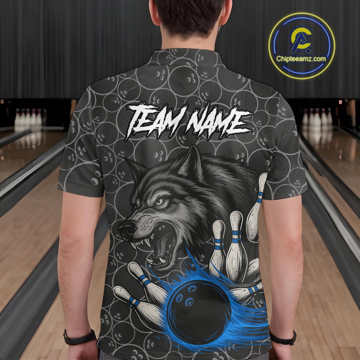 Gray Wolf Bowling Shirts for Team Women Men Wolf Bowling Jerseys Custom MBL198