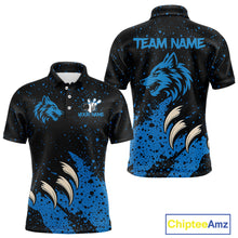 Load image into Gallery viewer, Blue Wolf Bowling Shirts for Team Men Women Custom Bowling Jerseys for Bowlers MBL205