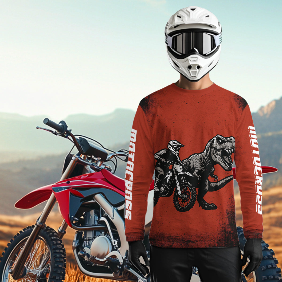 Red Dinosaur Motocross Jersey Custom Dirt Bike Shirt Men Kid Women Racing Jersey XM411