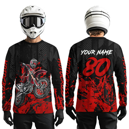 Custom Blue Motocross Jersey Racing Motocycle Shirts for Men Women Kid UPF30+ DNT43