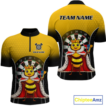 Custom Funny King Bee Dart Shirt Dart Team Jersey for Men Dartboard Polo & 1/4 Zip Shirts NNT164