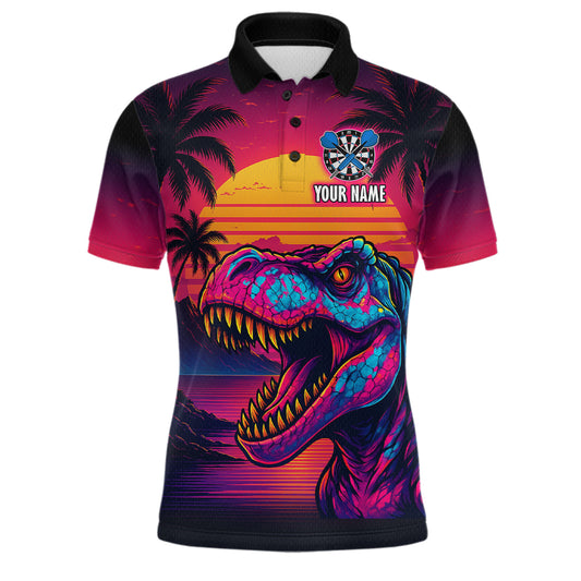 Custom Neon Dinosaur Dart Shirts For Men Dart Board Gifts Darts Team Jerseys Dart League NNT161