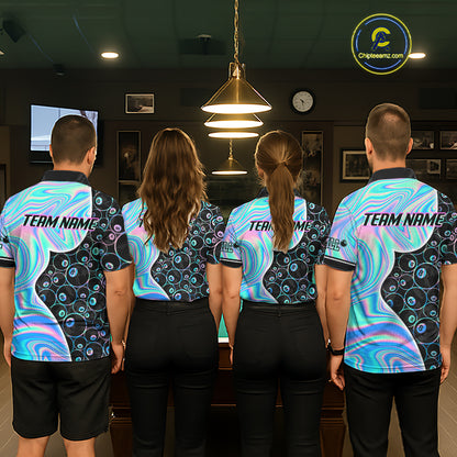 Custom Holographic 8 Ball Pattern Billiard Shirts for Women Billiard Team Jerseys Billiard League NNT280