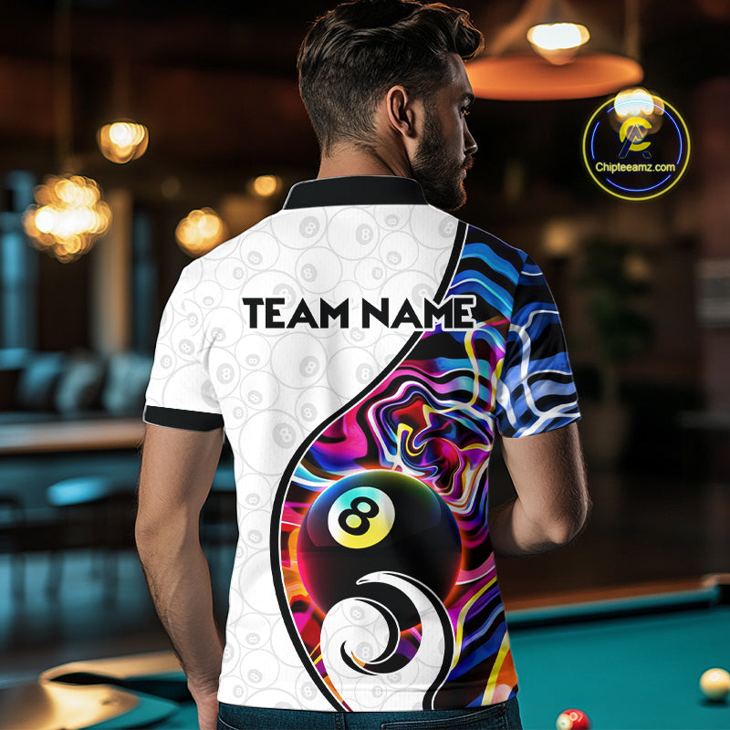 Custom Colorful Liquid Swirl 8 Ball Billiard Shirts for Men Billiard Team Jerseys Billiard League NNT279