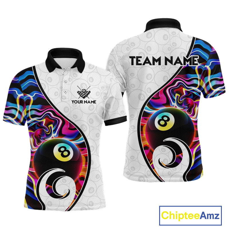 Custom Colorful Liquid Swirl 8 Ball Billiard Shirts for Men Billiard Team Jerseys Billiard League NNT279