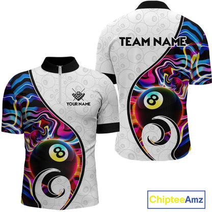 Custom Colorful Liquid Swirl 8 Ball Billiard Shirts for Men Billiard Team Jerseys Billiard League NNT279